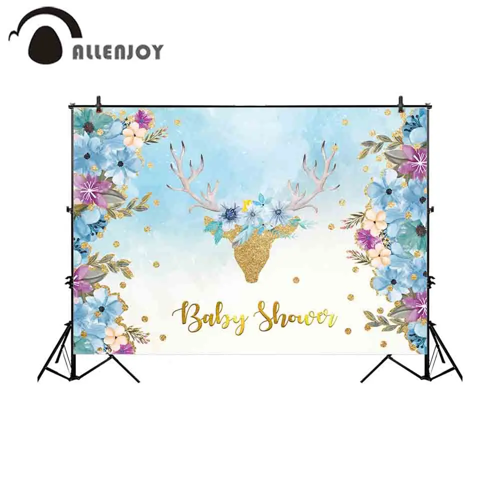 Allenjoy фон для фотосъемки пастельные синие цветные цветы Золотой олень детский душ