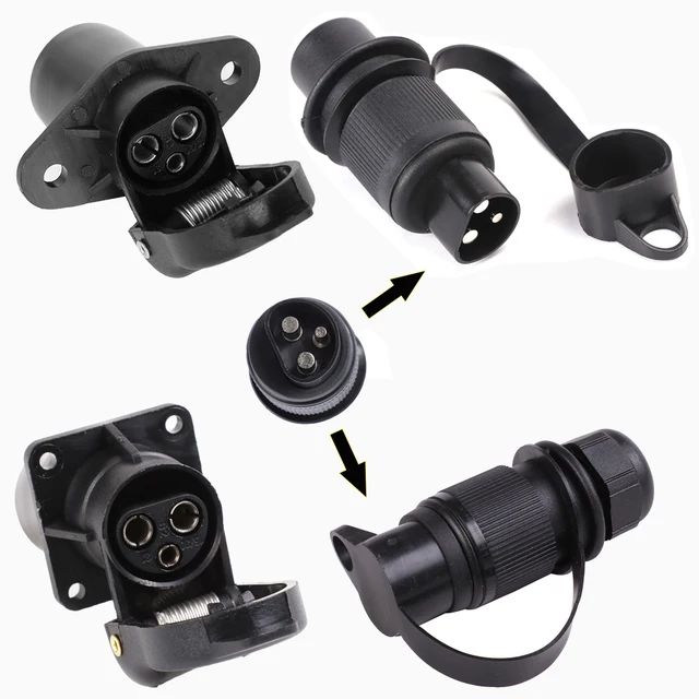 European Standard Auto Parts 3Pin Plastic Trailer Plugs and Sockets 12V
