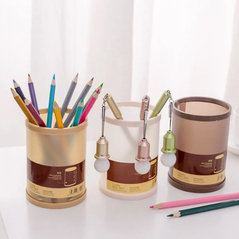 

1pc 3 Colors DIY Plastic Round Ruler Pen Pencil Pot Holder Desk Stationery Container Student Penholder Office Organizer