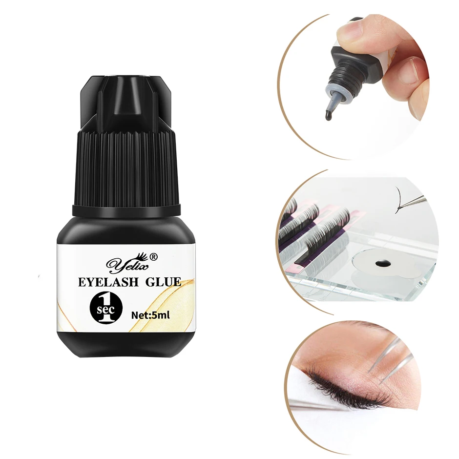 

Yelix False Eyelashes Glue Black 1 Second Quick Dry Fake Eyelash Extension Adhesive Eye Lashes Eyelashes Glue for Professional