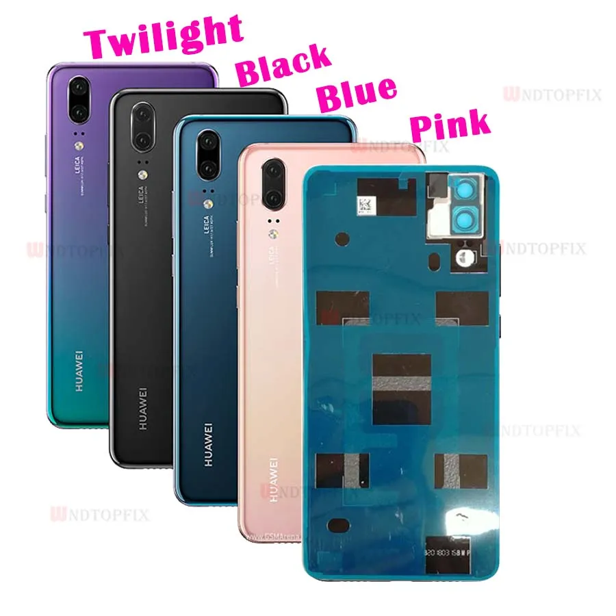Чехол для батареи для huawei P20, задняя крышка корпуса с объективом камеры+ логотип+ клейкая Крышка для батареи huawei P20