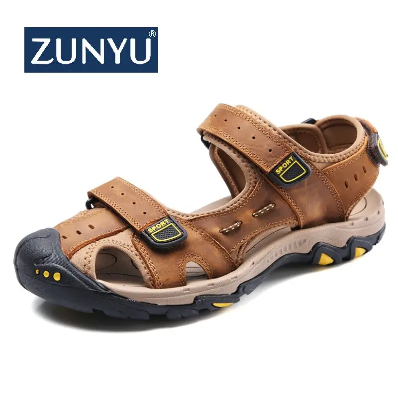 

ZUNYU New Hot Sale New Fashion Summer Leisure Beach Men Shoes High Quality Leather Sandals The Big Yards Mens Sandals Size 38-48