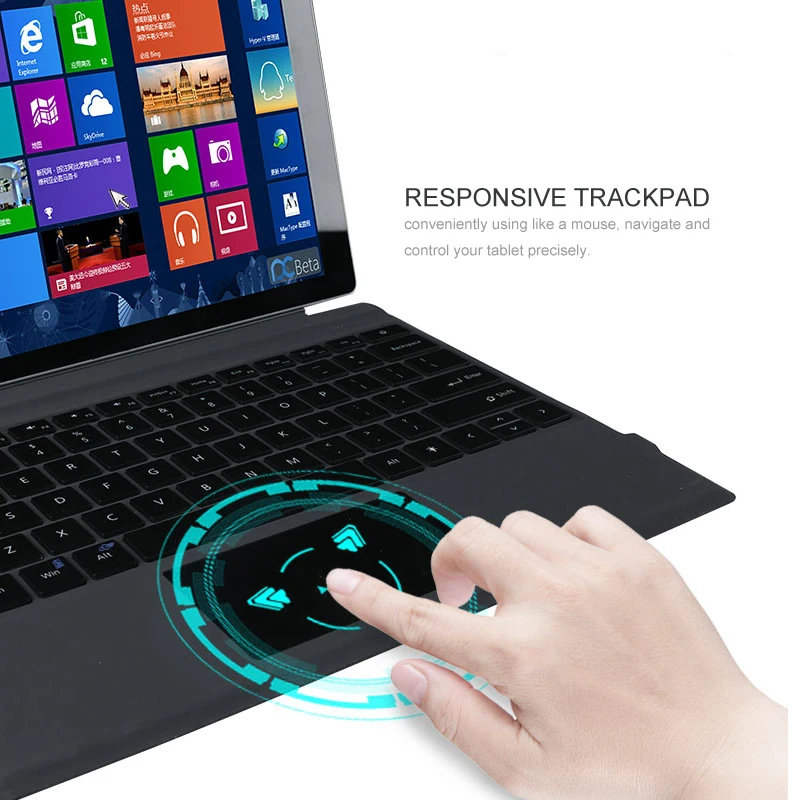 B. o. w Keybaord для microsoft Surface Pro 4/Pro 3 тонкий Backlits беспроводной Bluetooth чехол с трекпадом + 750