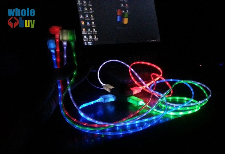 Красочный Высококачественный красивый 1 м светодиодный USB Кабель EL shine Light