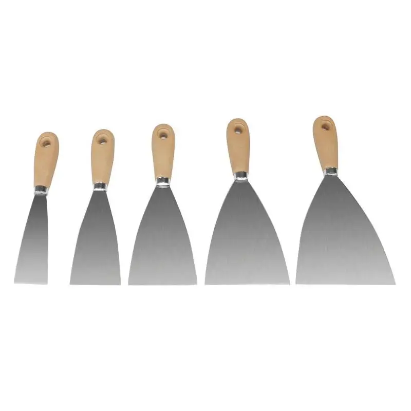 

Penggong 5pcs Blade Scraper Shovel Wood Handle Putty Knives Wall Scraper