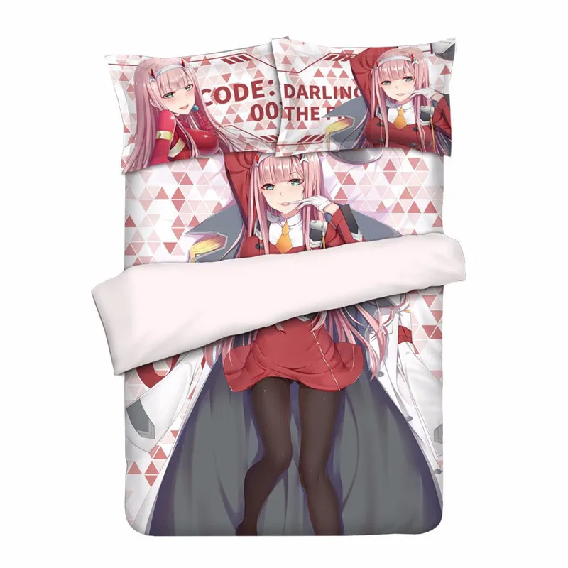 Darling In The Franxx Zero Two Anime Bedding Set 4 Pieces Sheet Duvet Cover Pillowcase Home King Queen Twin Bedding Sets Aliexpress
