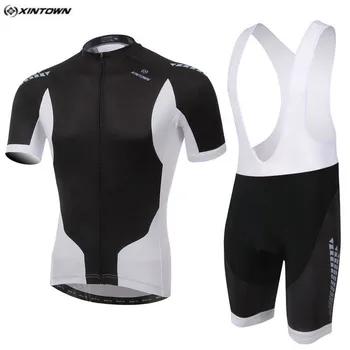 

Fahion XINTOWN Men Pro mtb Bike Clothing Cycling Jersey Bib Shorts Sets White Summer Bicycle Shirts Wear Top Shorts Jacket