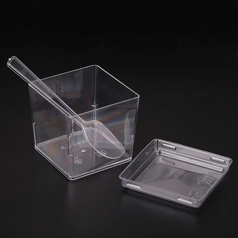 50 шт./компл. прозрачная одноразовая посуда Чашки Десерт крышкой Ложка ...