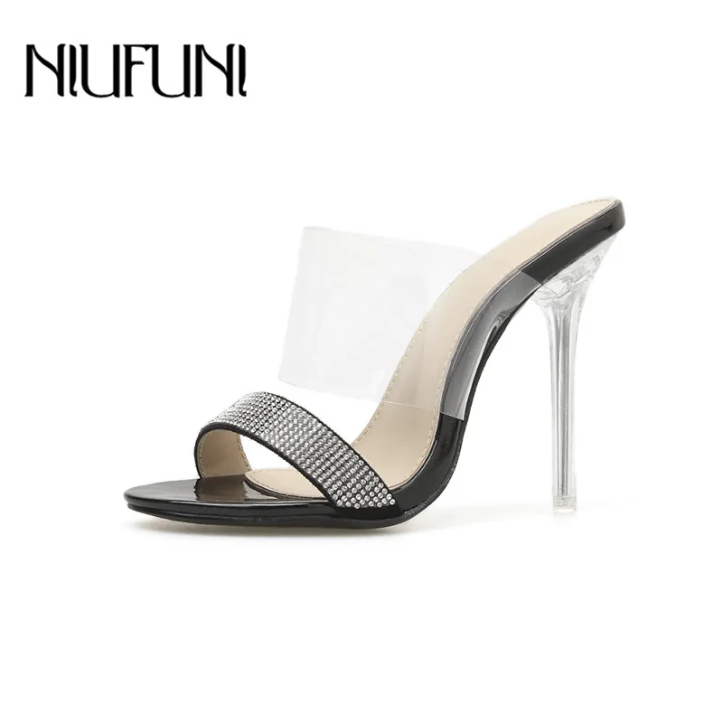 

Sexy Rhinestone Transparent Crystal High Heels Women's Slipper Ladies Sandals 2020 Summer Casual Shoes Stiletto Sandals Women