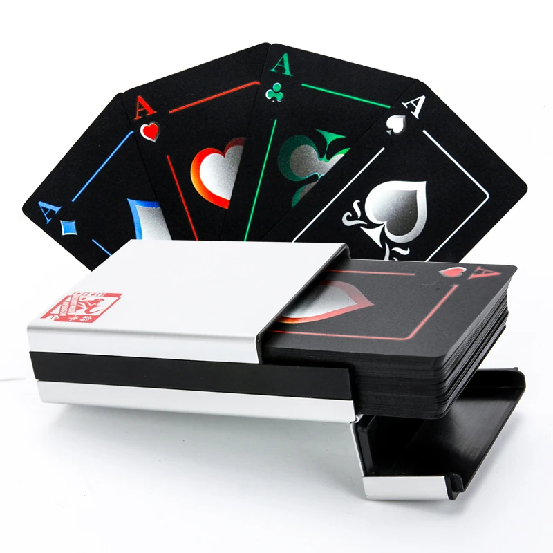 

Christmas Gift Cards Black Elf Poker Playing Cards, Paper/Metal Box for Choice, Premium Black Plastic Waterproof Poker Cards