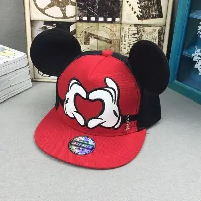 MAERSHEI/ Детская кепка с Микки, бейсбольная кепка для мальчиков и девочек, черная милая детская шапка с большими ушами - Цвет: Red