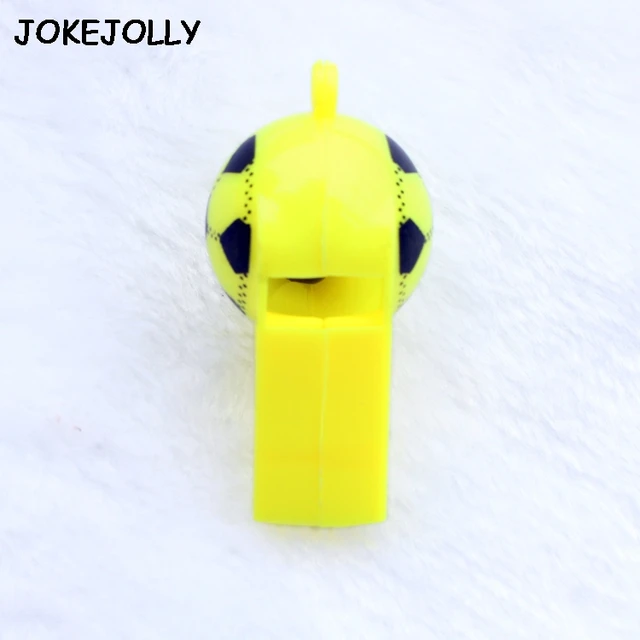 10pcs/lot Soccer football or smiling face whistle cheerleading toys for kids children plastic whistles toys with ropes GYH 6