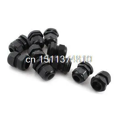 10Pcs M22X1.5 7mm to 14mm Waterproof Fastener Plastic Black Cable Gland |