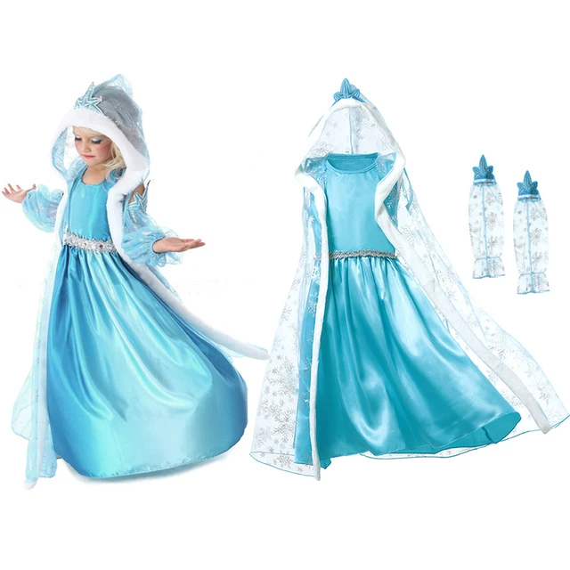 girl elsa dress childrens snow queen princess cosplay costume with transparent cloak kids party christmas dress - Christmas Dress Up girl elsa dress childrens snow queen princess cosplay costume with transparent cloak kids party christmas dress - Christmas Dress Up