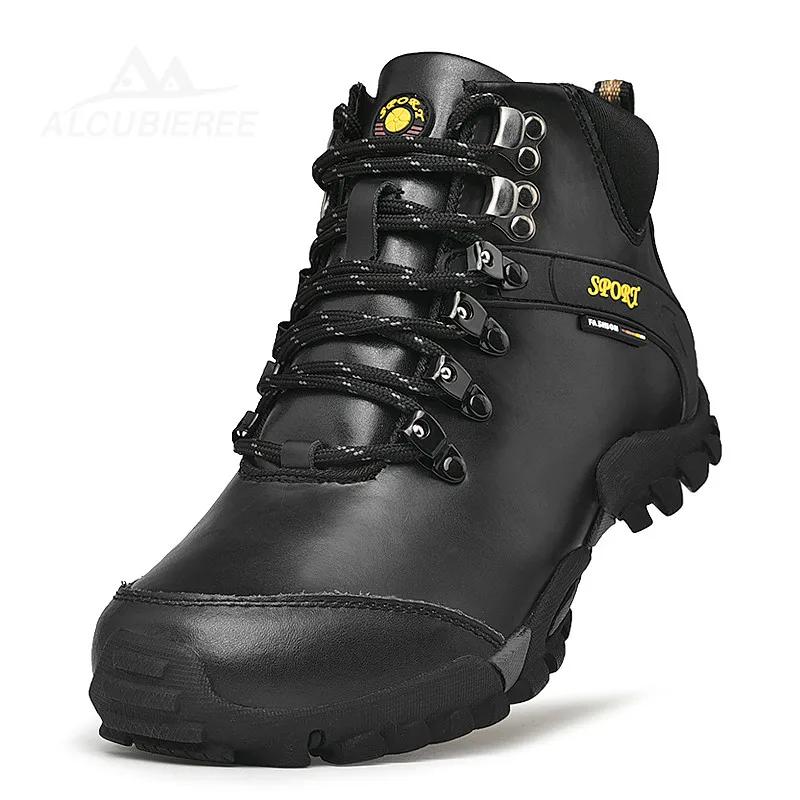 

2018 New Men Leather Hiking Boots Waterproof Men Moutain Boots Shoes Climbing Outdoor Male High Top Trekking Shoes