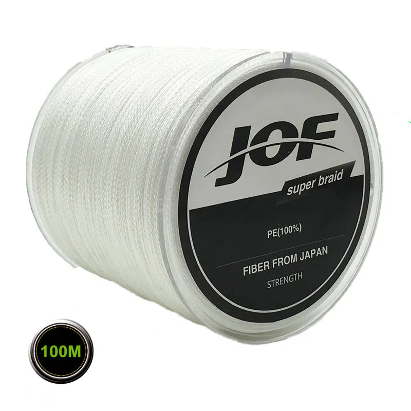 JOF бренд 4 нити 100 м PE Материал многофиламентная плетеная рыболовная леска из ПЭ супер сильный 10/20 Вт, 30 Вт/40/60/80/100LB - Цвет: White