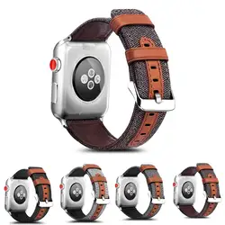 Тканый нейлоновый ремешок кожаный сменный ремешок для наручных часов Apple Watch 38 мм, 42 мм, версия 1, 2, 3, ремешок часы ремешок для iwatch
