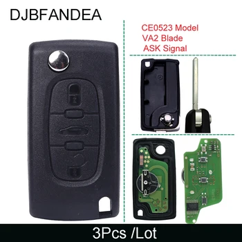 

3PCS/Lot CE0523 Flip Remote Car Key 3 Button Middle Trunk FOB for Peugeot Key for Citroen Key 433MHz ID46 PCF7941 Chip