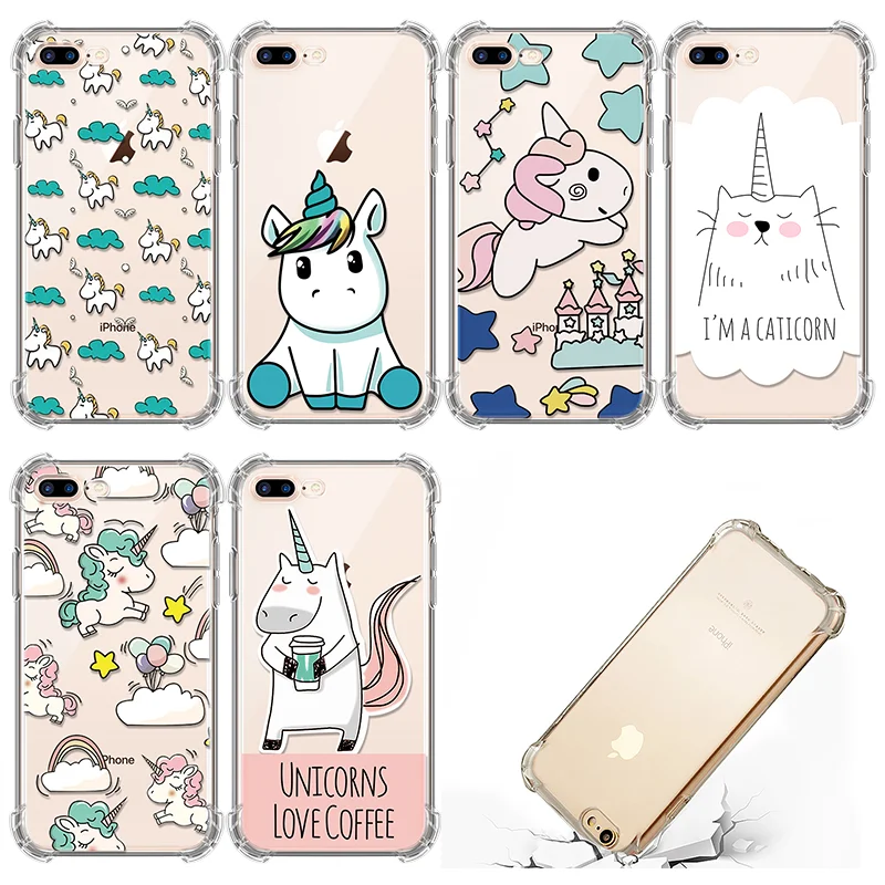 

Unicorn Airbag Drop Proof Fundas For iPhone XR XS MAX Printed Pattern Clear Silicone Cases For iPhone 5 5S SE 6 6S 7 8 Plus Case