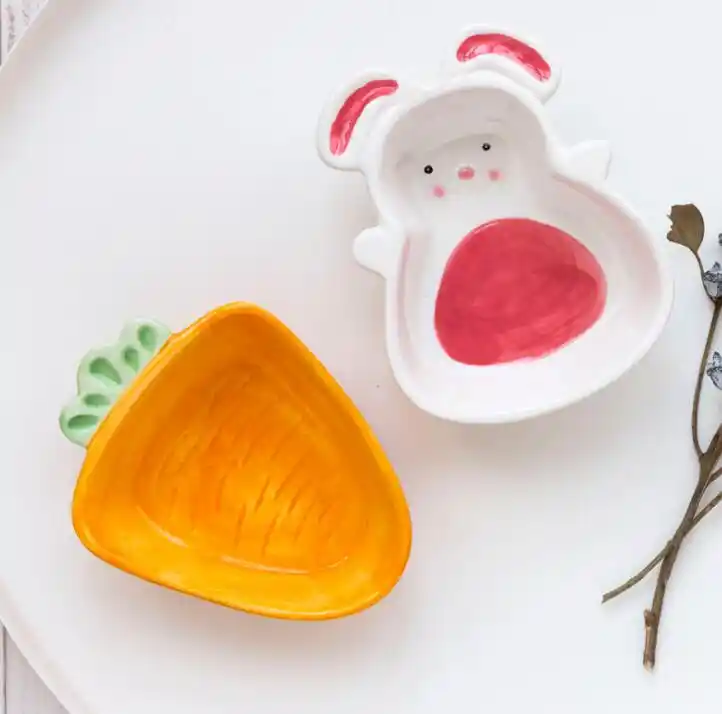 Jo Life Creative Cartoon Ceramic Tableware Carrot Plate Bowl Rabbit Spoon Bunny Tray Children Fruit Bowl Bowls Aliexpress