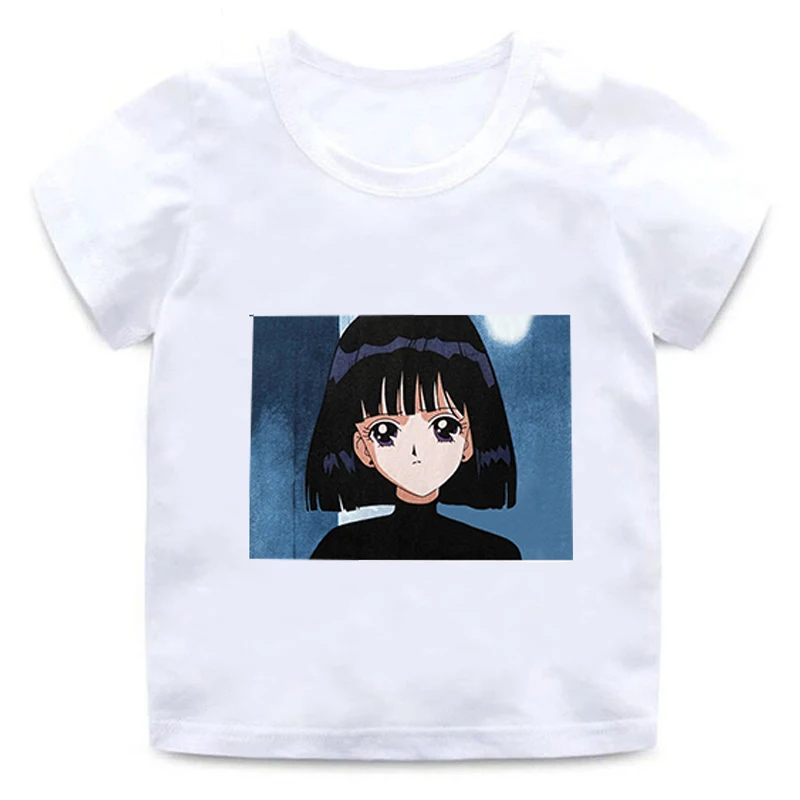 Boys and Girls Fashion Japanese Manga Painted Children's T-Shirt Summer Tops Round Neck Cotton Harajuku Retro Funny Kids | Мать и