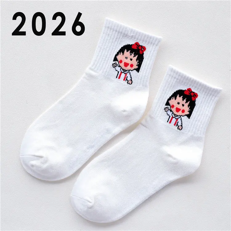Летние женские короткие носки в стиле Харадзюку kwaii, хлопковые забавные носки с принтом пламени, милые женские носки с героями мультфильмов для женщин, meias - Цвет: 2024