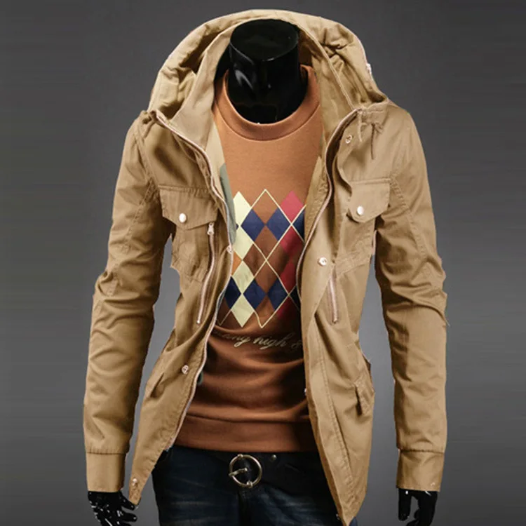 Discount British style 2015 mens khaki jacket windbreaker