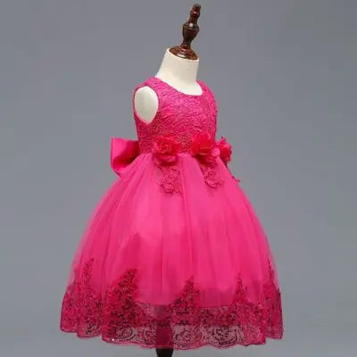 Индивидуальные аппликация Паффи для девочек в цветочек платья слоистых флаттера рукава немного бальное платье для девочек в возрасте От 2 до 14 лет - Цвет: F