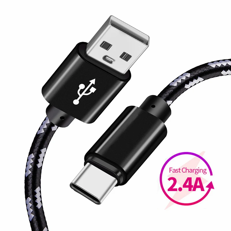 

USB Type C Cable 2.4A Fast Charging Smartphone Android Data Sync Transfer Charger Nylon Cord for Samsung Galaxy S9 S8 + Note 9 8