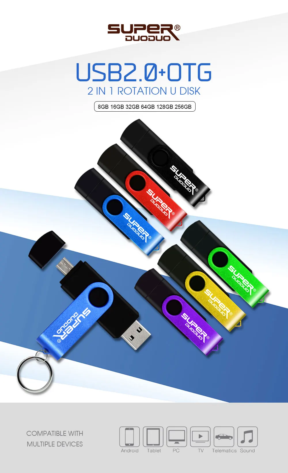 Высокое качество 2 в 1 OTG USB флеш-накопитель USB 2,0 вращающийся флеш-накопитель 4 ГБ 8 ГБ 16 ГБ флеш-накопитель 32 Гб U диск 64 Гб карта памяти usb