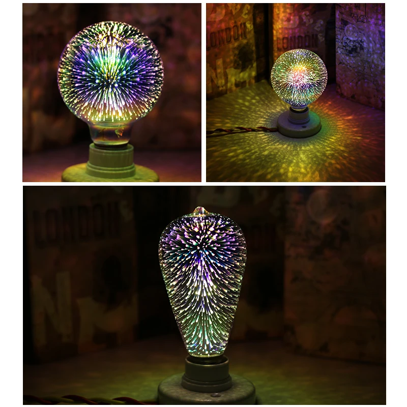 Silver Plated Glass 3D Star LED Edison Bulb 220v A60 ST64 G80 G95 Holiday Christmas Decoration Bar LED Lamp Lamparas Bombillas Silver Plated Glass 3D Star LED Edison Bulb 220v A60 ST64 G80 G95 Holiday Christmas Decoration Bar LED Lamp Lamparas Bombillas