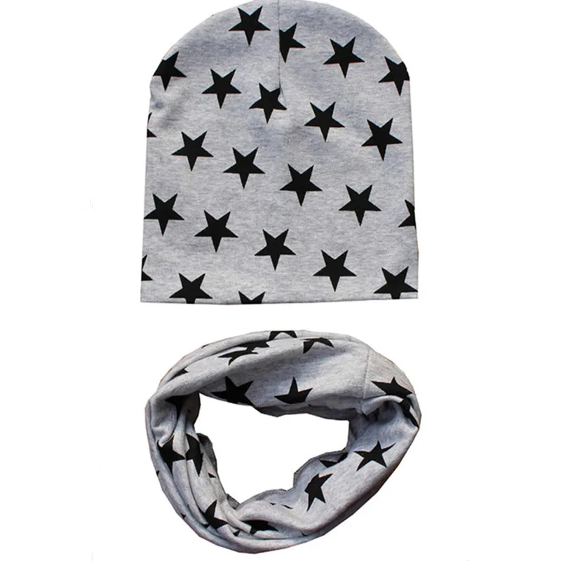 new cotton sewing ending star scarf hat boys girls children caps winter warm kids hats infant collars suits sets unisex beanies
