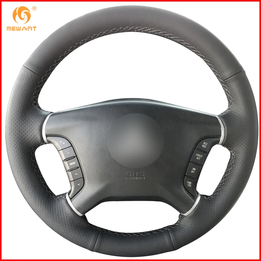 Buy MEWANT Black Genuine Leather Car Steering Wheel