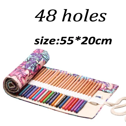 12/24/36/48/72/108 Roll School Pencil Case Canvas Pencil Case Makeup Brush Pen Pouch Wrap Roll Painting Stationery - Цвет: Цвет: желтый