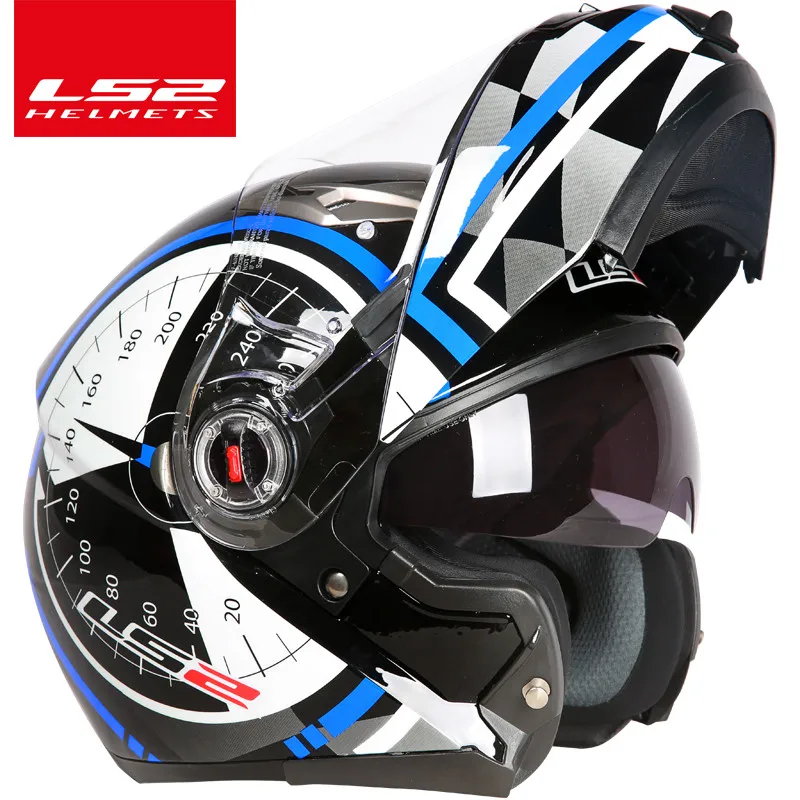 Casco capacete LS2 ff370 флип-ап stomtrooper дорожный велосипед Мото шлем для moto rcycle с солнцезащитным объективом - Цвет: blue kilometer