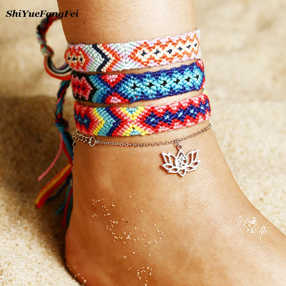 

Fashion Sandals Special Lotus Meditation Charm Chain Foot Anklet Vintage Beach Silver Color Pendant Anklets For Women Jewelry