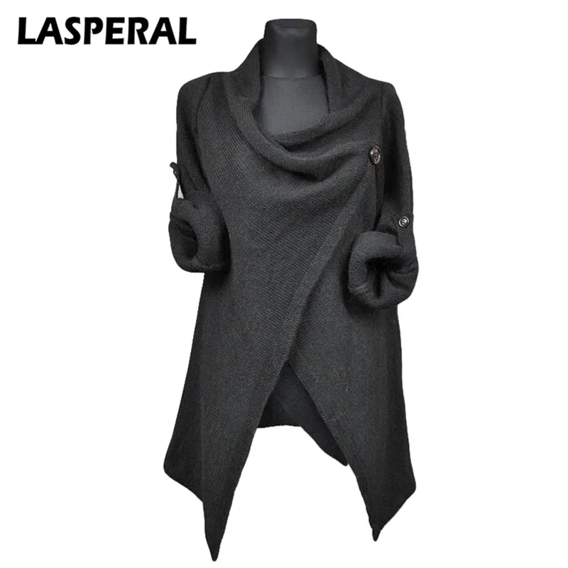 LASPERAL осень для женщин свитеры кардиган пальто модные однотонные вязаное