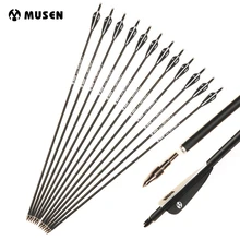 6/12/24 шт. 28/30/32 дюймов Смешанные углерода стрелка позвоночника 500 черный, Белый Цвет Перья для классических/луков стрельба из лука охота стрельба