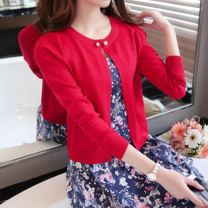 

2019 Autumn Womens Long Sleeve Sweaters Knitted Cardigans Female Short Style Fall Slim Sweater Tops Ladies Outwear Jackets Coats