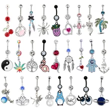 1 шт. 14 г пирсинг ювелирные изделия серебряные пирсинг пупка ананас мечта кактер болтаются пупка кольцо для женщин