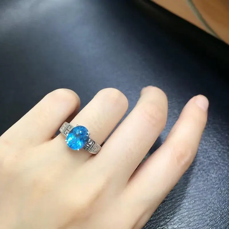 Qi Xuan_Blue Stone модные ювелирные изделия Rings_Finger Rings_S925 Твердые серебряные модные синие кольца производитель прямые продажи