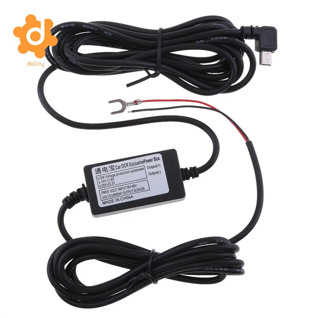 Car Dash Cam Hardwire Kits 8/36V to 5V 3A Mini USB Left Bend Adapter Cable