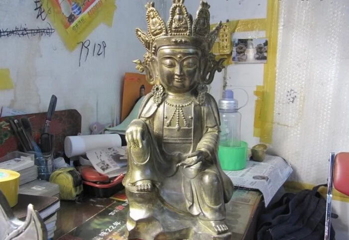 

150624 S2203 Tibet Buddhism classical Bronze Gilt Fastdom Kwan-Yin Bodhisattva Buddha statue