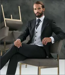 Классический черный, серебристый цвет одной кнопки Жених Костюмы для свадьбы 2019 лучшие мужские костюмы для мужские костюмы Бизнес