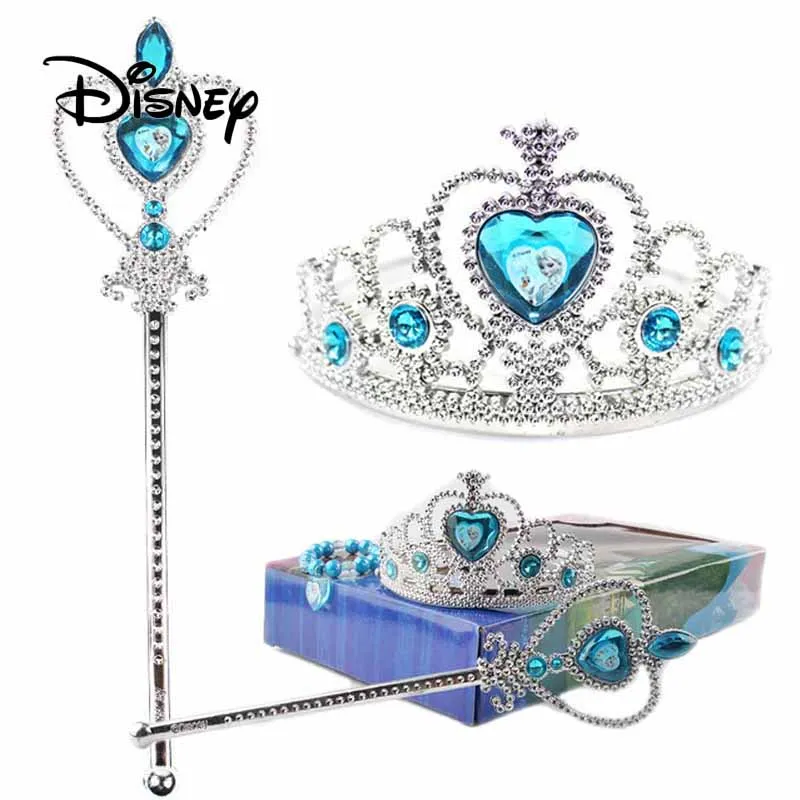 2018 Disney Pretend Play Toys Children's Crown Tiara Headband Suit Frozen Princess Magic Wand Toy Girl Bracelet Jewelry