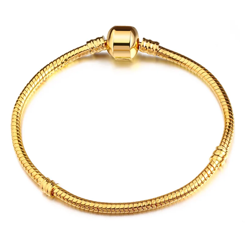 

2019 New Gold Rose Gold Color Snake Bracelet for Women Jewelry Making 3mm European for Original Pandora Bracelets Girl Gifts