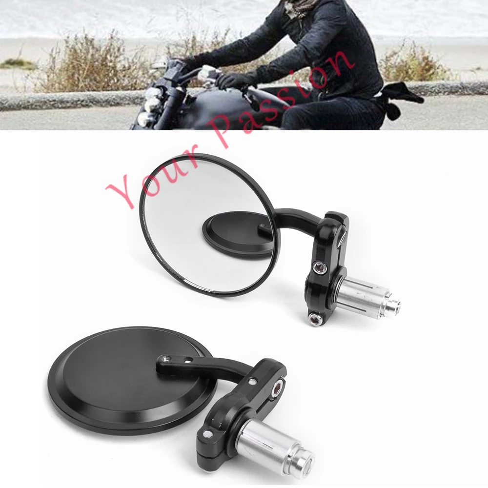 Motorcycle Mirror moto bike Black Billet Bar End Mirrors 7/8" Rearview