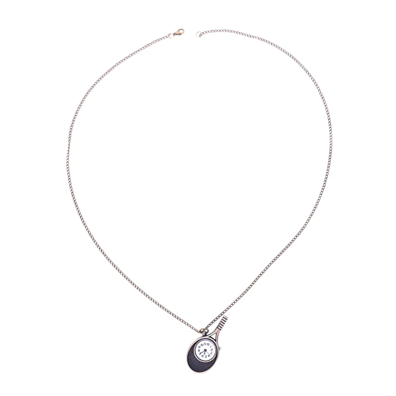 

Women'S Vintage Owl Tennis Racket Quartz Pocket Watch Necklace Pendant