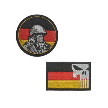 

10pcs/lot 3D embroidery patches loops and hook German soldier patches Germany punisher patches armband German flag patches
