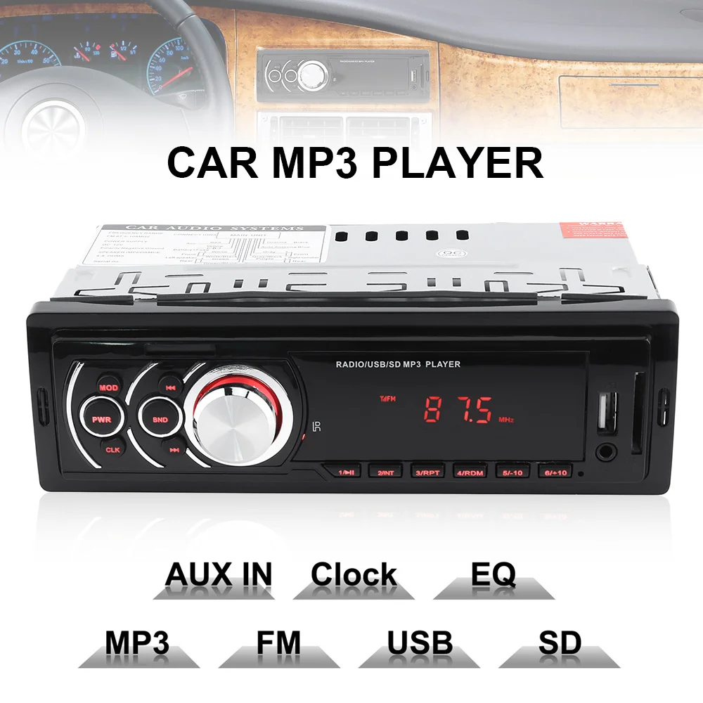 

1 DIN LED Display Car In-Dash Stereo Audio FM Aux Input Receiver SD USB MP3 WMA Radio Player